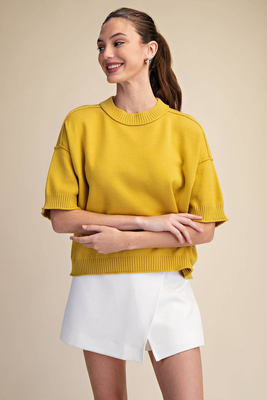 Everyday Sweater Elbow-Length Sleeves Seam Detail: Crimson / L