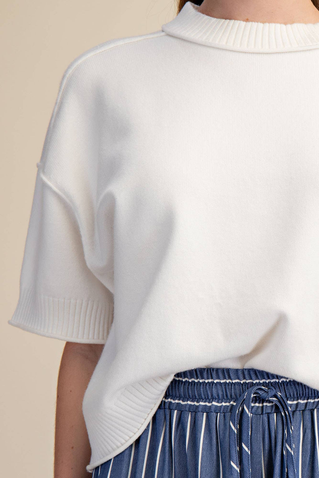 Everyday Sweater Elbow-Length Sleeves Seam Detail: Crimson / S