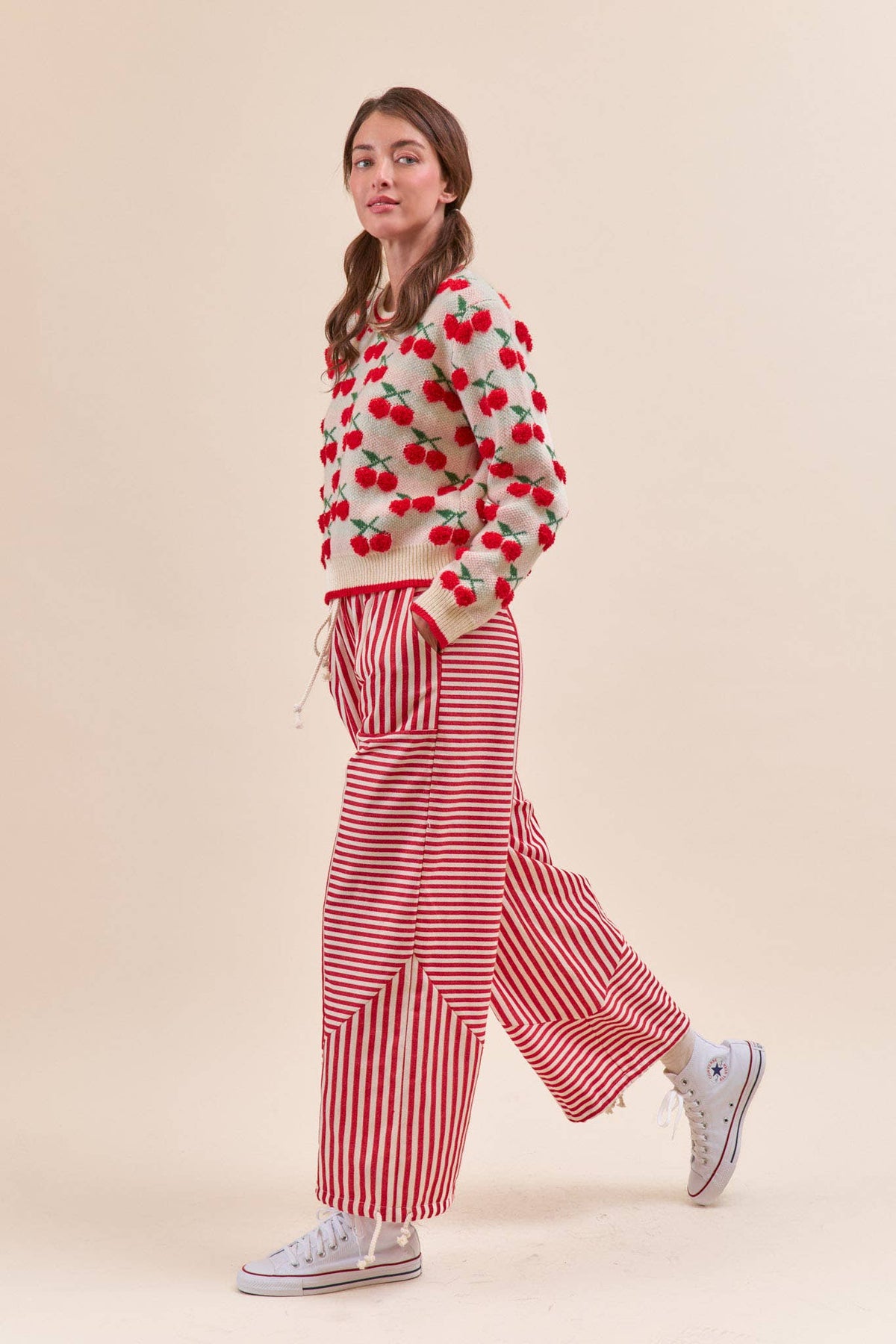 MIXED STRIPES PARACHUTE PANTS MP4366: Dark Blue Stripe / M