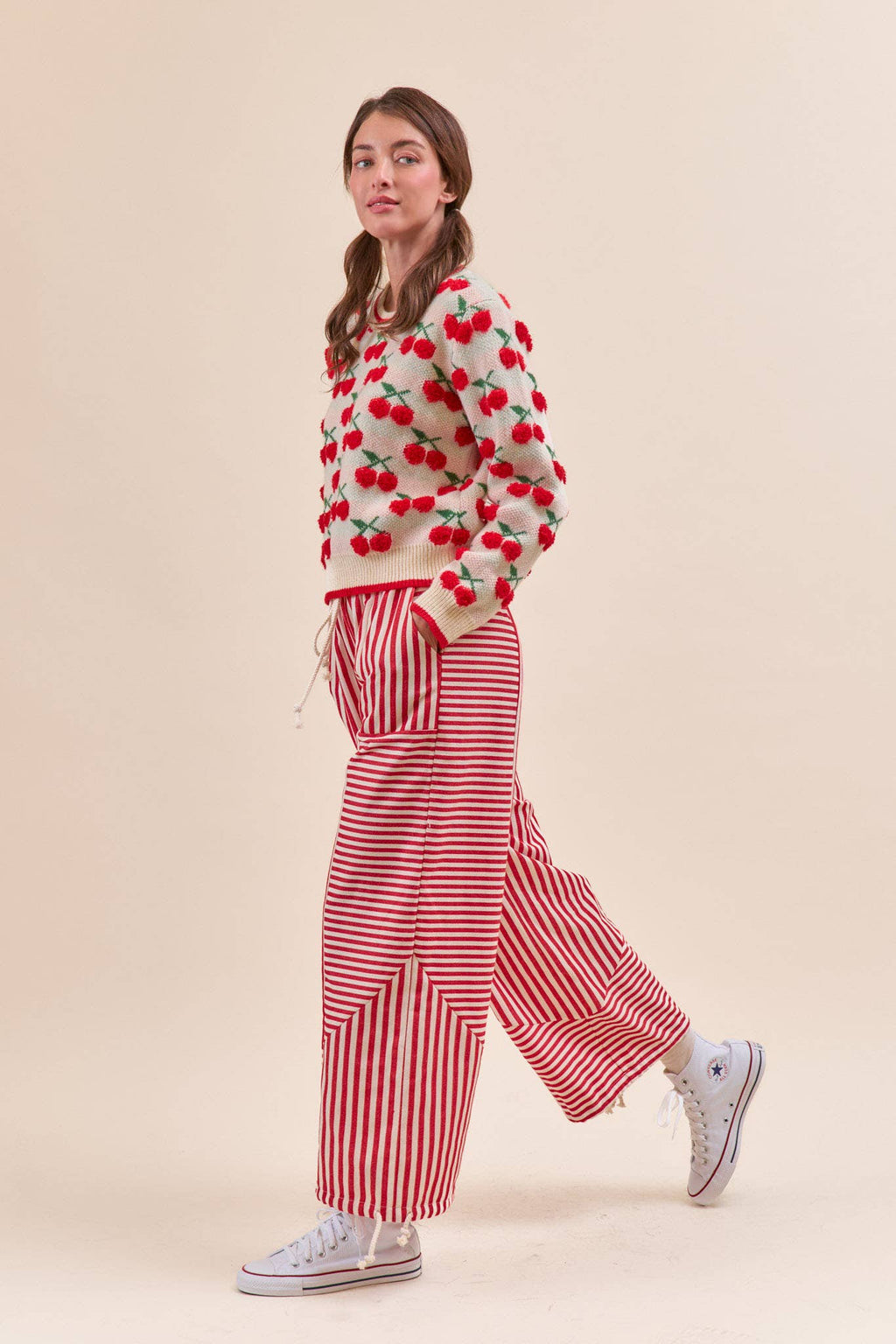 MIXED STRIPES PARACHUTE PANTS MP4366: Dark Blue Stripe / S