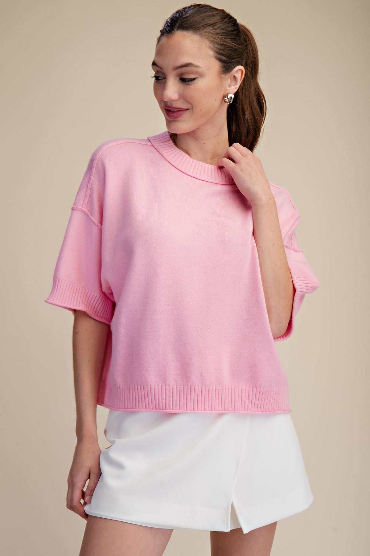 Everyday Sweater Elbow-Length Sleeves Seam Detail: Crimson / L