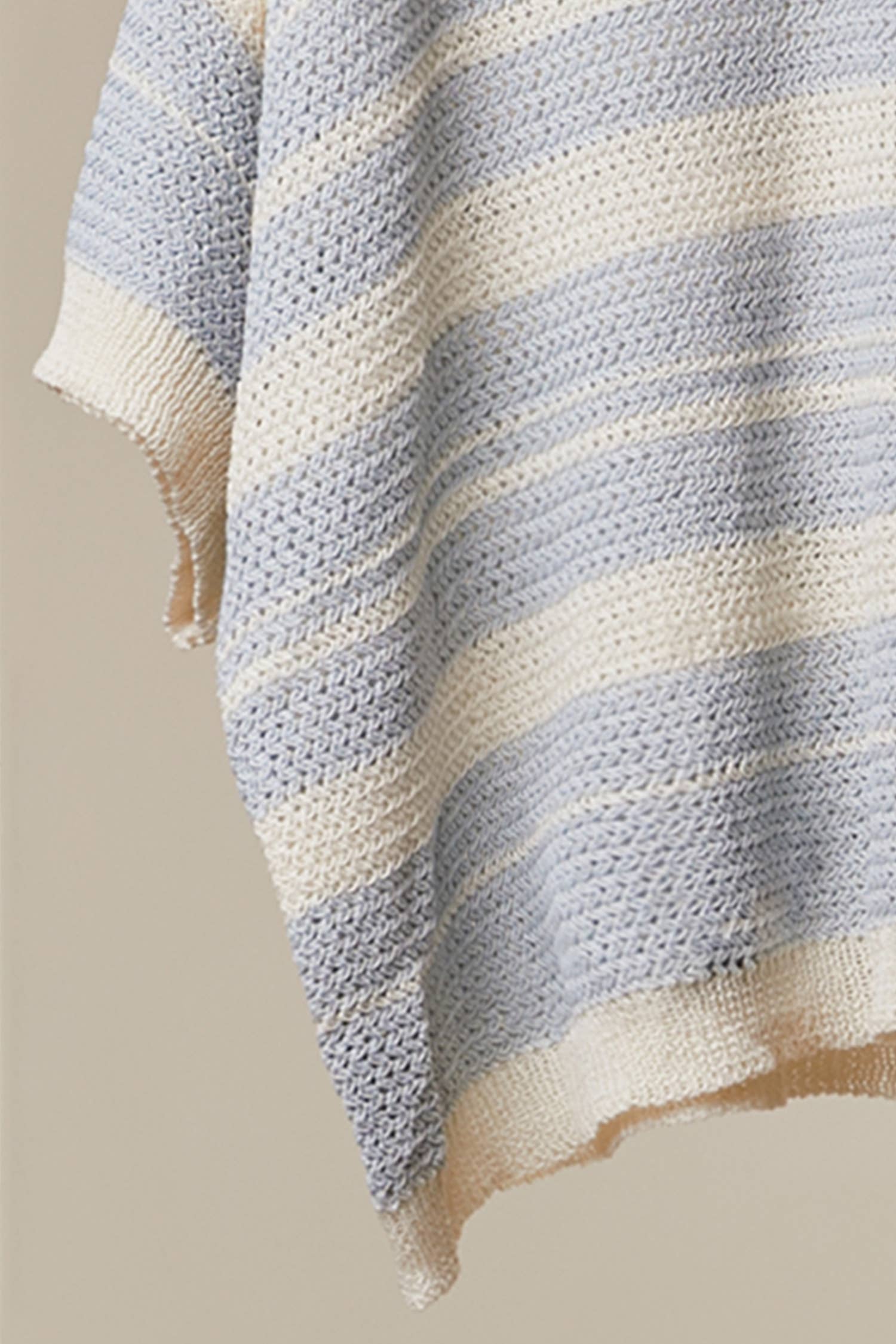 Cloud Harbor Stripe Crochet Pullover: Ivory / L
