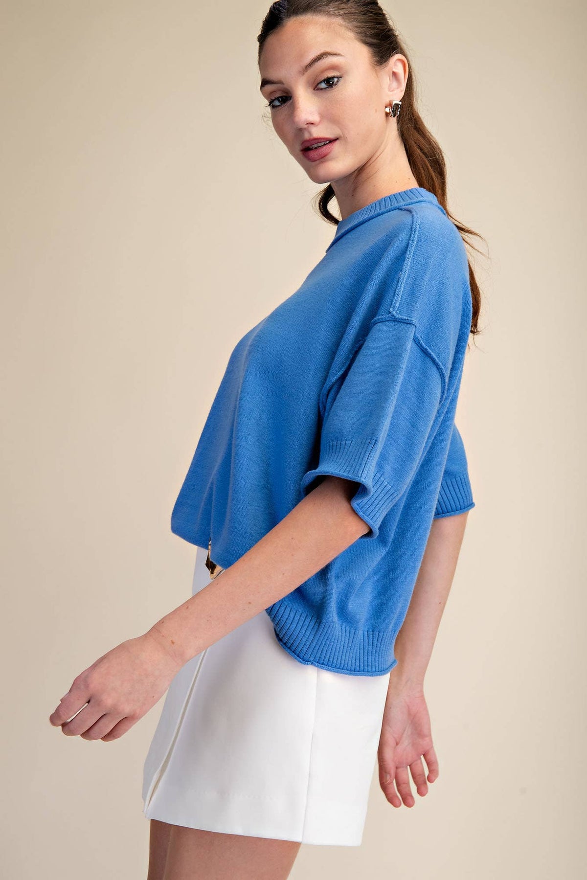 Everyday Sweater Elbow-Length Sleeves Seam Detail: Crimson / L