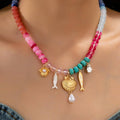Nautical Multi-Color Beaded Charm Necklace | 80N92901: Gold
