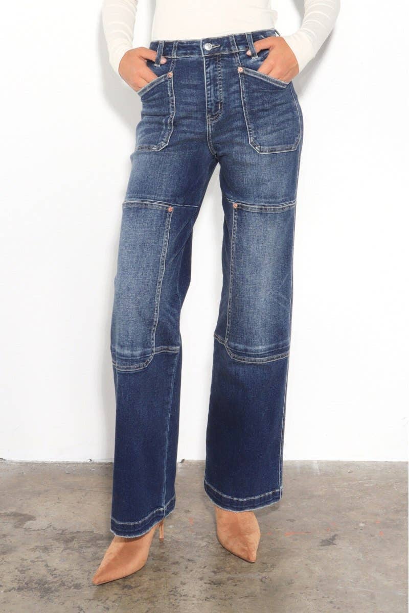 TUMMY CONTROL HIGH RISE RELAXED WIDE LEG JEANS: 5 (26)