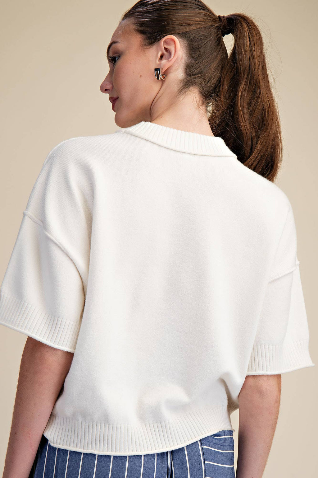 Everyday Sweater Elbow-Length Sleeves Seam Detail: Crimson / S