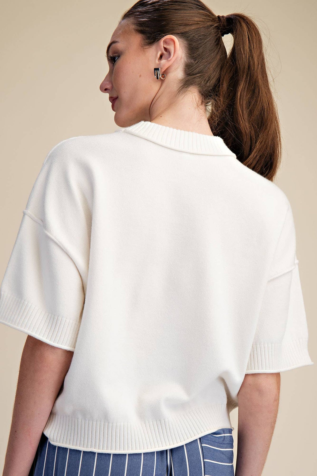 Everyday Sweater Elbow-Length Sleeves Seam Detail: Crimson / S