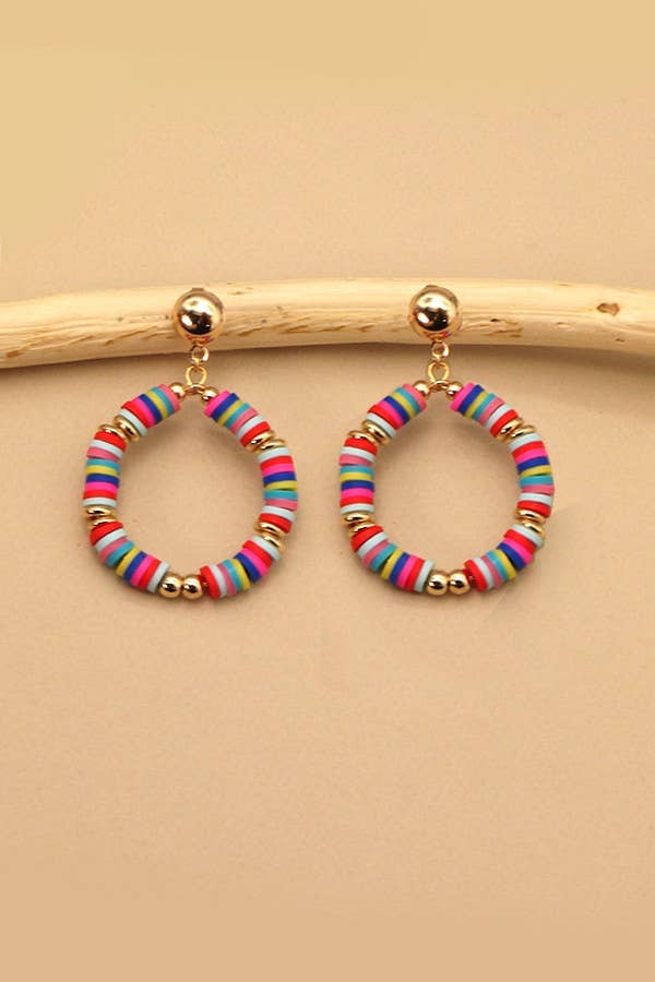 CIRCLE DICS BEADS DROP EARRINGS | 71E22672: Gold