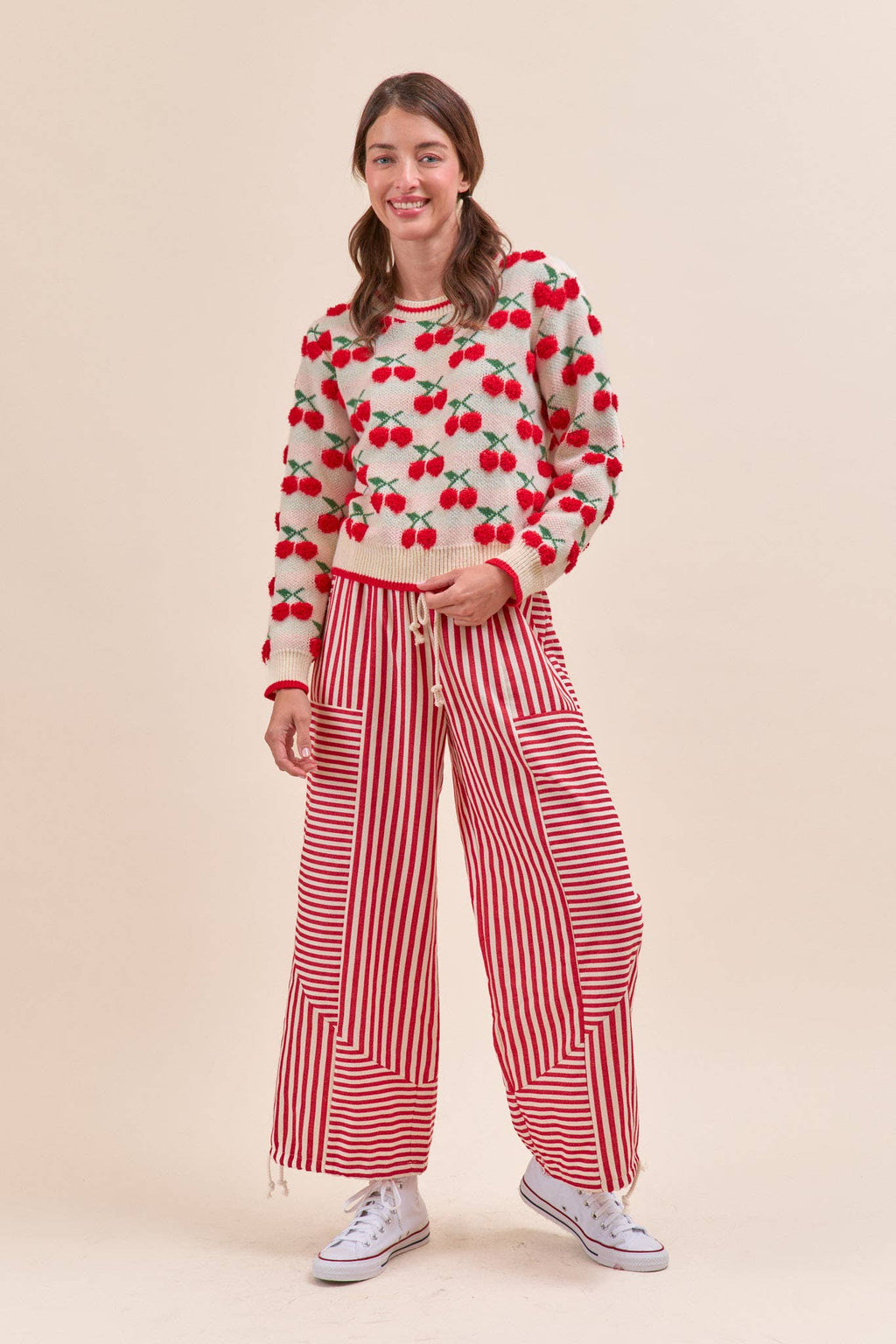 MIXED STRIPES PARACHUTE PANTS MP4366: Dark Blue Stripe / M