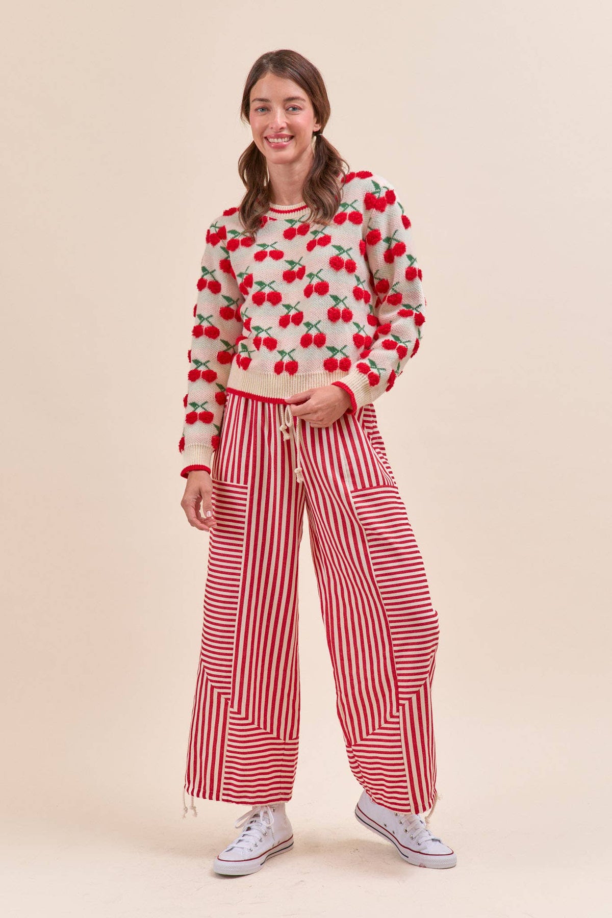 MIXED STRIPES PARACHUTE PANTS MP4366: Dark Blue Stripe / M