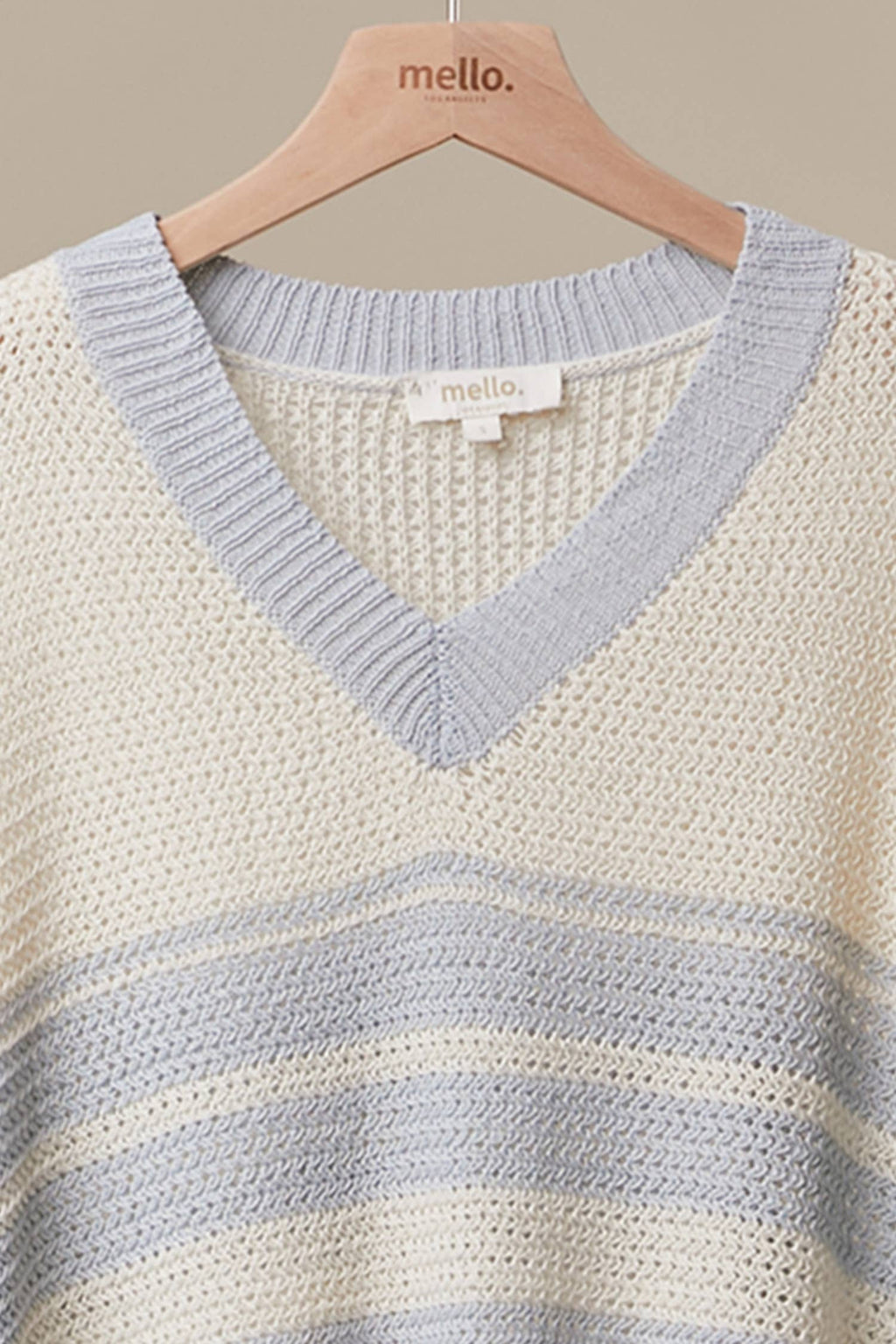 Cloud Harbor Stripe Crochet Pullover: Ivory / L