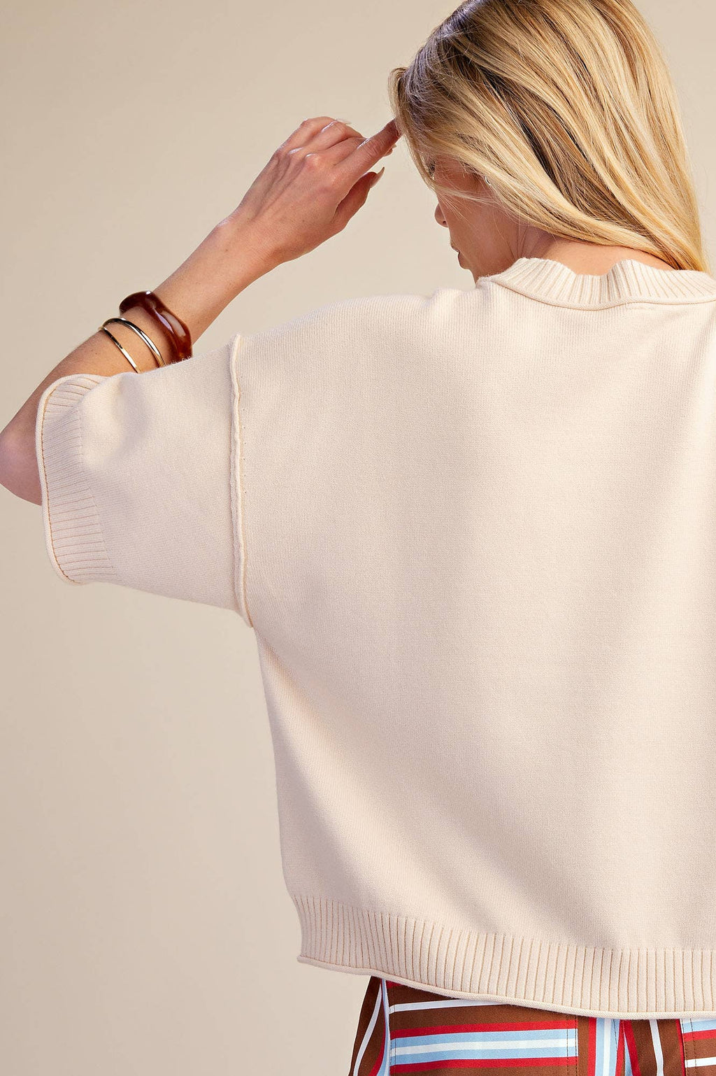 Western Horse Crew Neck Sweater: Camel / M