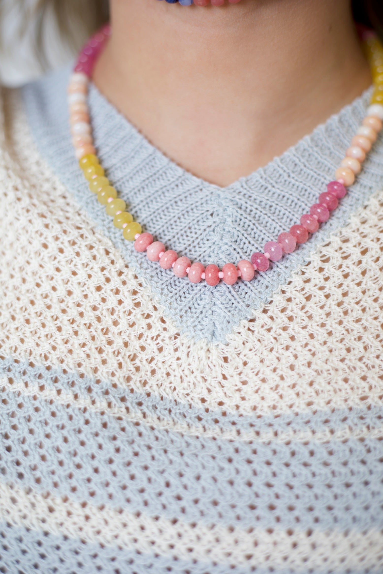 Natural Stone Semi-Precious Glass Mixed Necklace