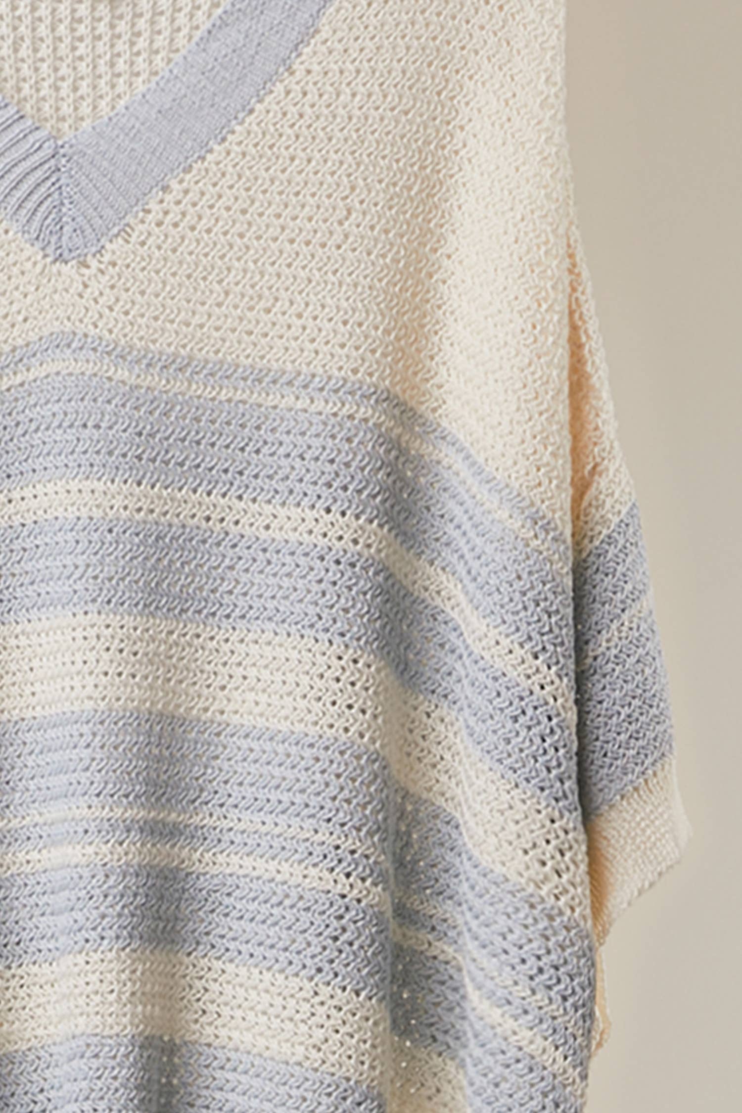 Cloud Harbor Stripe Crochet Pullover: Ivory / L
