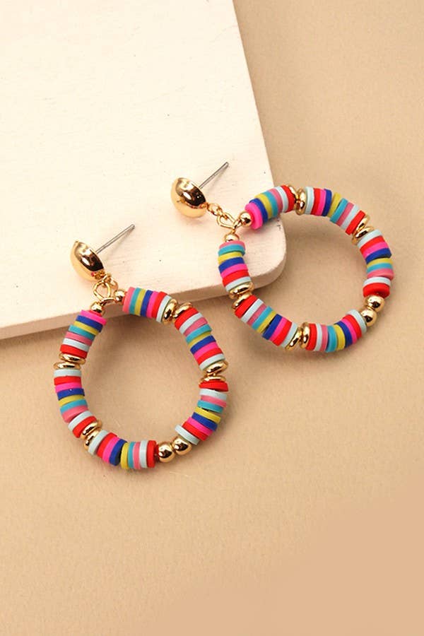CIRCLE DICS BEADS DROP EARRINGS | 71E22672: Gold