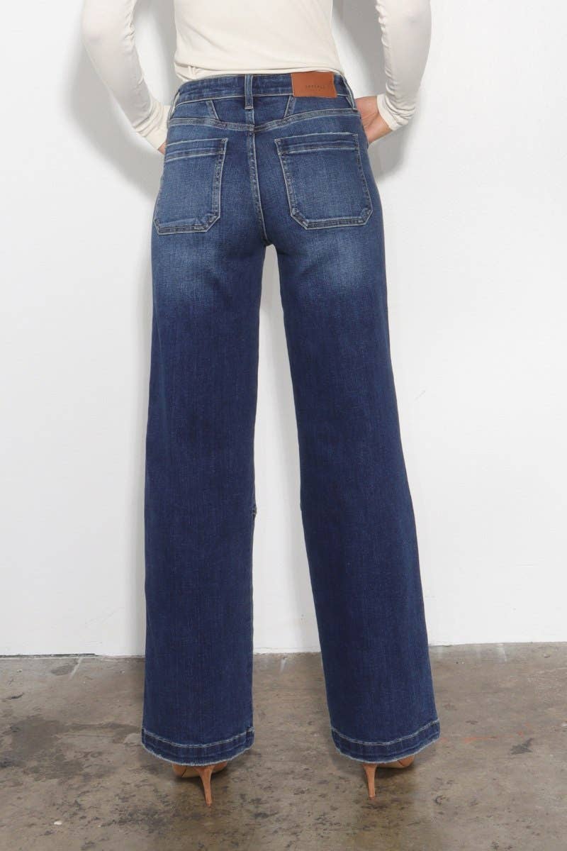 TUMMY CONTROL HIGH RISE RELAXED WIDE LEG JEANS: 5 (26)