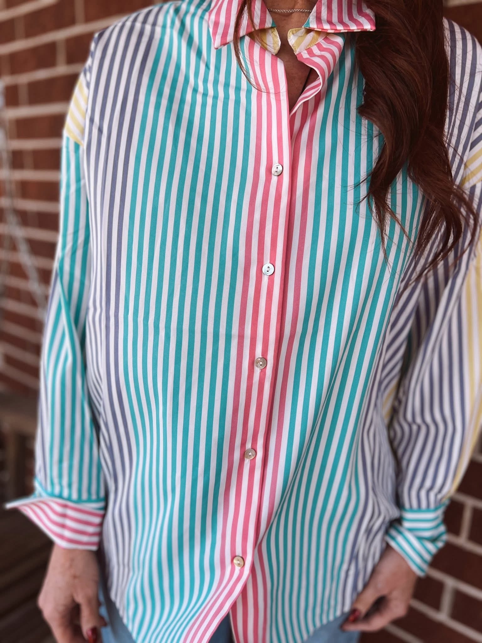 Multi Colored Striped Button Down