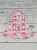 Pink Bow Print Girls Athletic Dresses: 3T