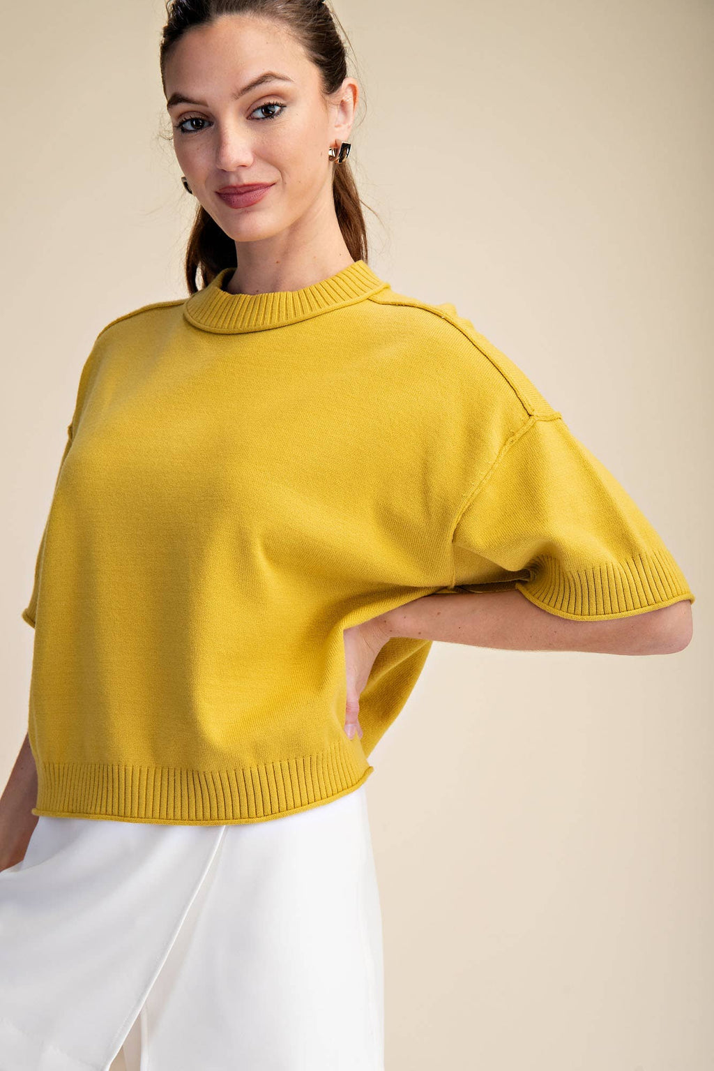 Everyday Sweater Elbow-Length Sleeves Seam Detail: Crimson / S