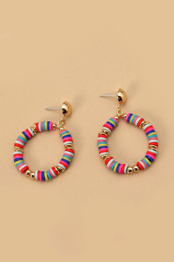 CIRCLE DICS BEADS DROP EARRINGS | 71E22672: Gold