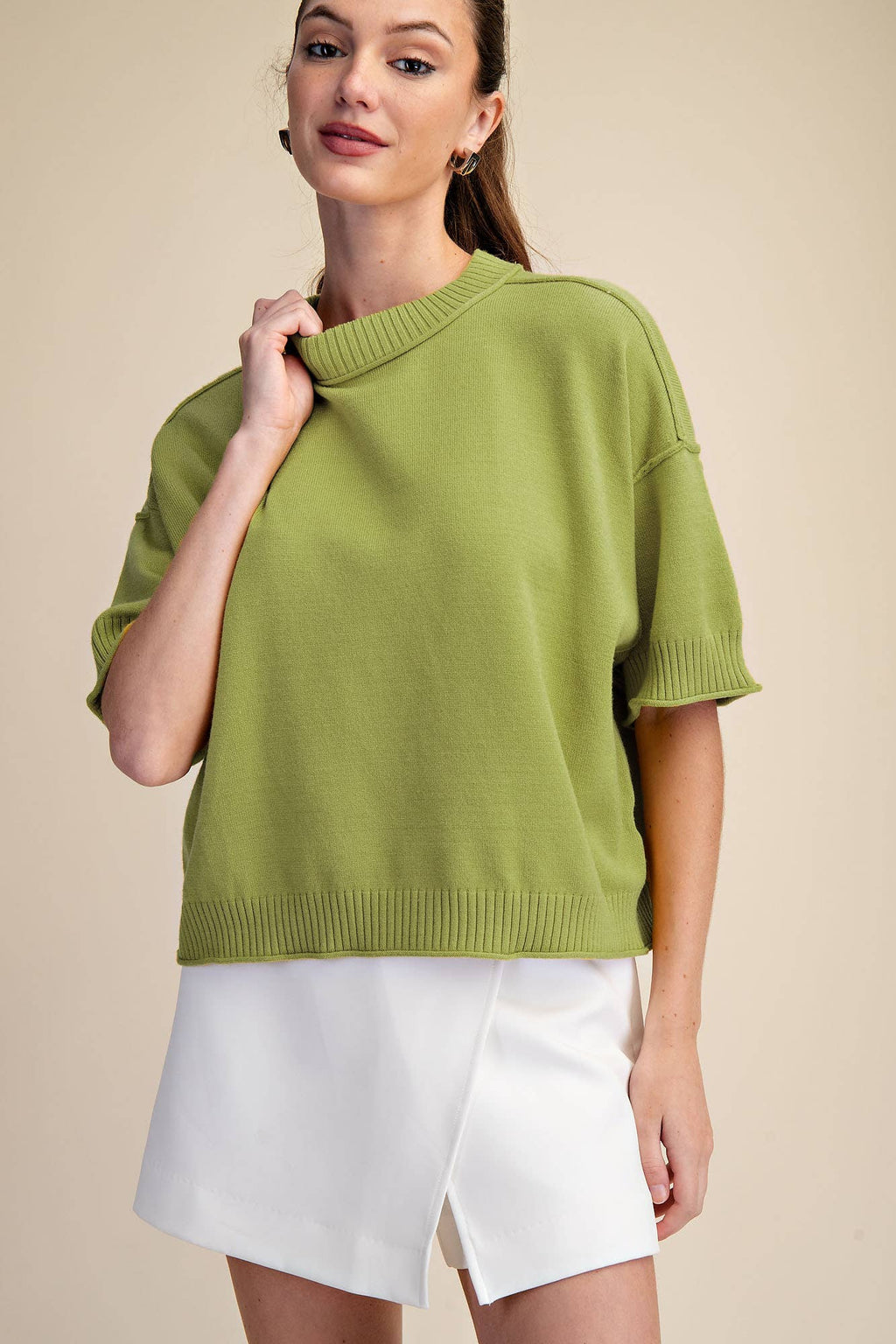 Everyday Sweater Elbow-Length Sleeves Seam Detail: Crimson / L