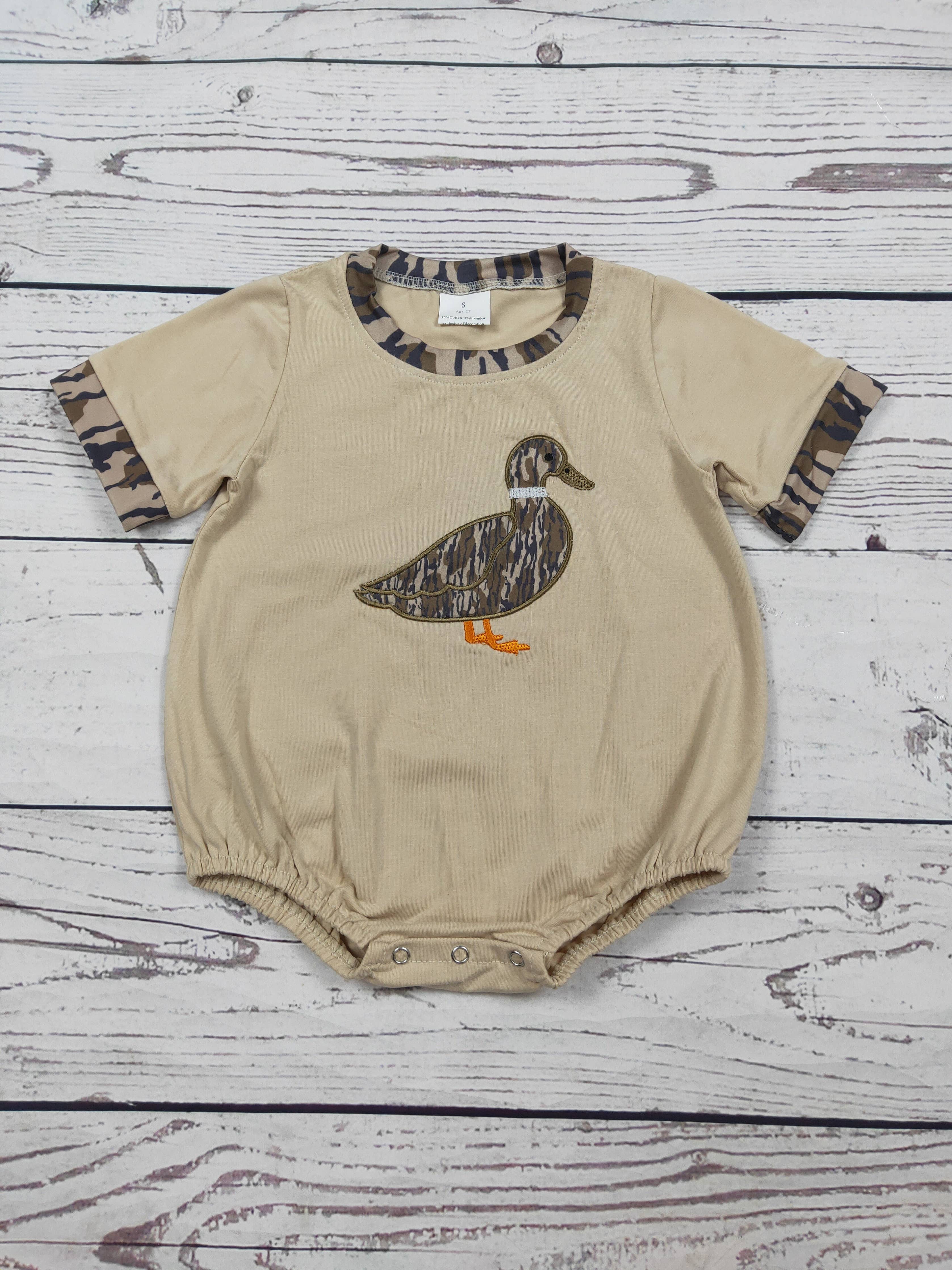 Baby Boy Camouflage Duck Appliqué Bubble: 0-3M