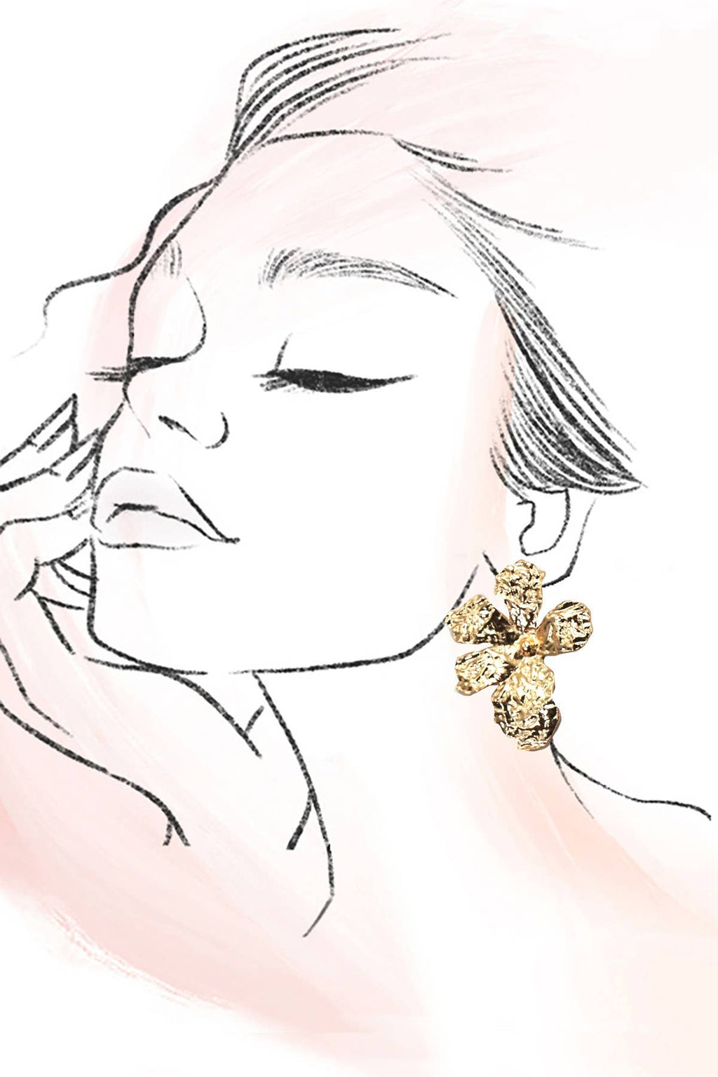 STATEMENT FLOWER STUD EARRINGS | 40E413: GOLD