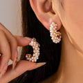 Gold-Tone Multi-Pearl C-Hoop Earrings | 80E61992: Gold